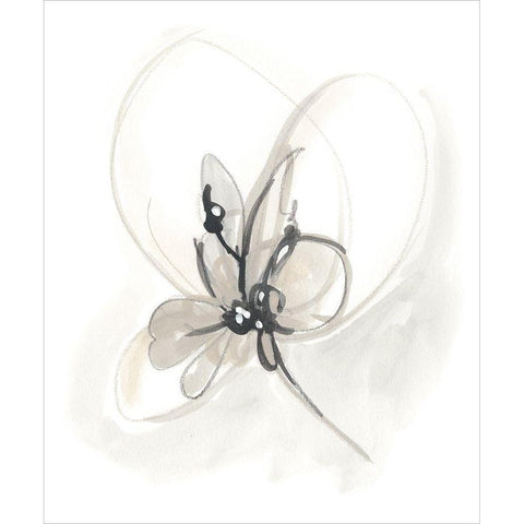 Neutral Floral Gesture VI White Modern Wood Framed Art Print by Vess, June Erica