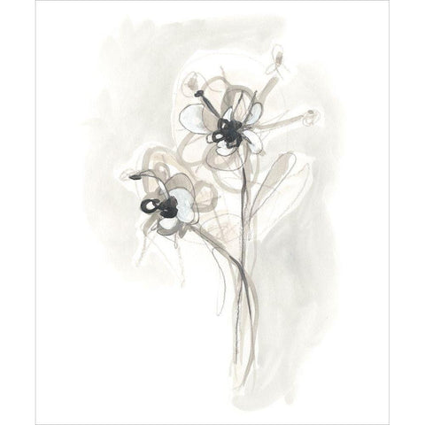 Neutral Floral Gesture VII White Modern Wood Framed Art Print by Vess, June Erica