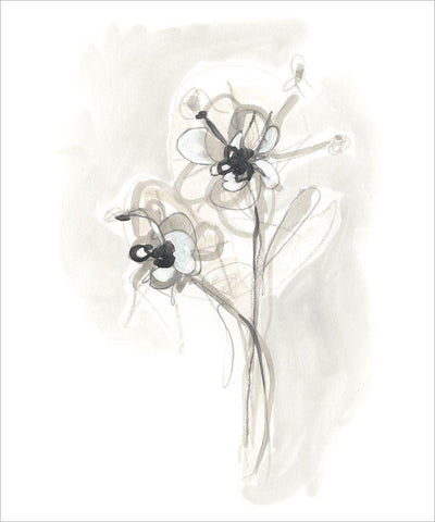 Neutral Floral Gesture VII White Modern Wood Framed Art Print with Double Matting by Vess, June Erica