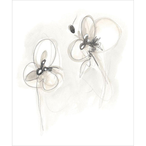 Neutral Floral Gesture VIII Black Modern Wood Framed Art Print with Double Matting by Vess, June Erica