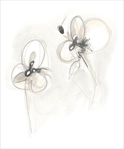 Neutral Floral Gesture VIII White Modern Wood Framed Art Print with Double Matting by Vess, June Erica