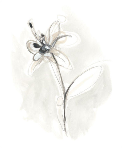 Neutral Floral Gesture IX Black Ornate Wood Framed Art Print with Double Matting by Vess, June Erica