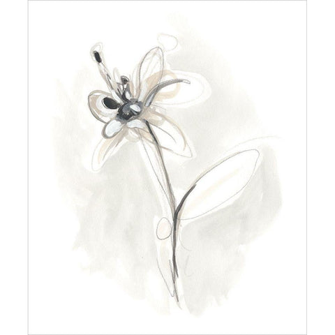 Neutral Floral Gesture IX White Modern Wood Framed Art Print by Vess, June Erica