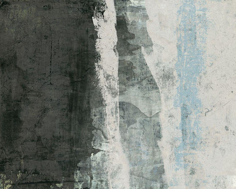 Black and Grey and Blue II Black Ornate Wood Framed Art Print with Double Matting by Ray, Elena
