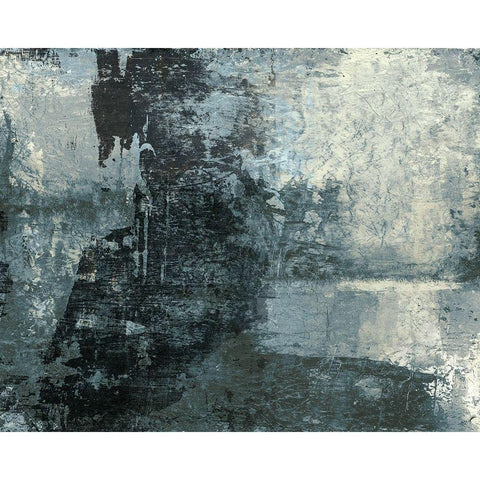 Black and Grey and Blue III White Modern Wood Framed Art Print by Ray, Elena