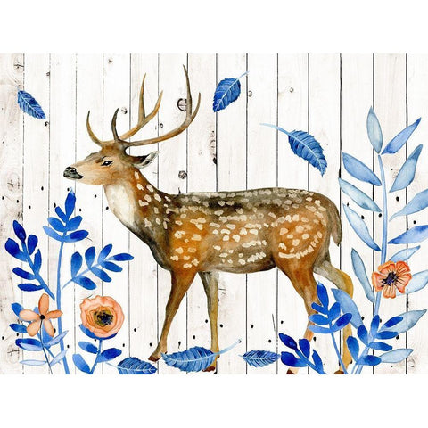 Dear Deer II Gold Ornate Wood Framed Art Print with Double Matting by Wang, Melissa