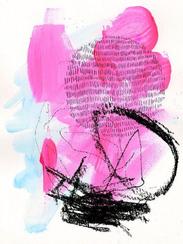 Neon Flamingos II White Modern Wood Framed Art Print with Double Matting by Parker, Jennifer Paxton