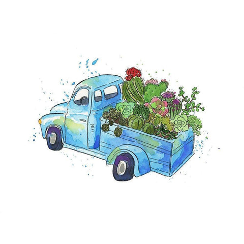 Flower Truck I White Modern Wood Framed Art Print by McGuire, Catherine