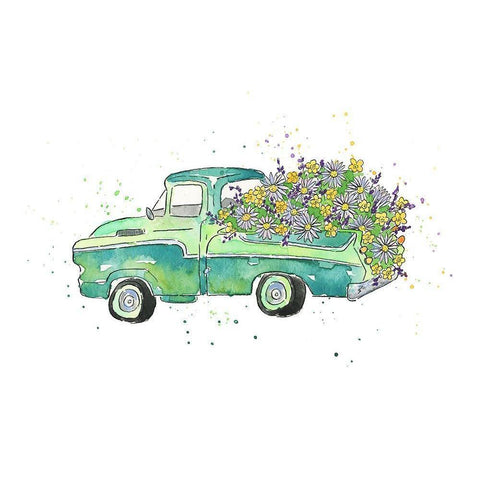 Flower Truck II Black Modern Wood Framed Art Print by McGuire, Catherine