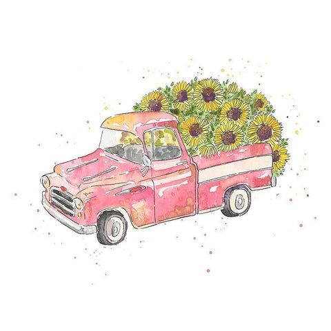 Flower Truck III Black Modern Wood Framed Art Print by McGuire, Catherine