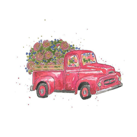 Flower Truck IV Black Modern Wood Framed Art Print with Double Matting by McGuire, Catherine