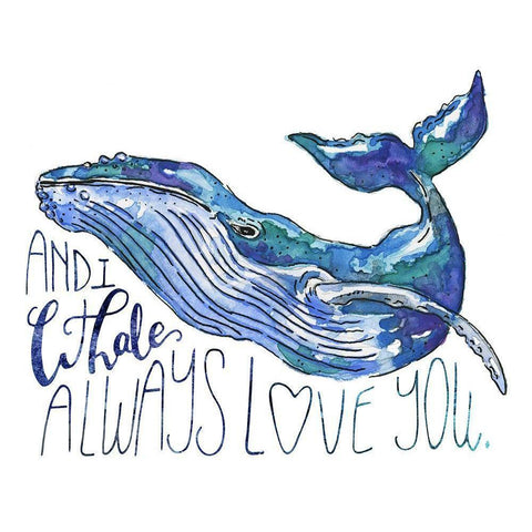 Whale Love I White Modern Wood Framed Art Print by McGuire, Catherine