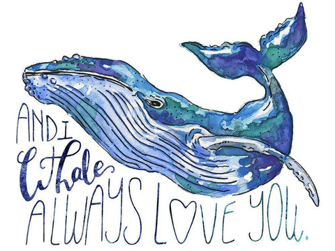 Whale Love I Black Ornate Wood Framed Art Print with Double Matting by McGuire, Catherine