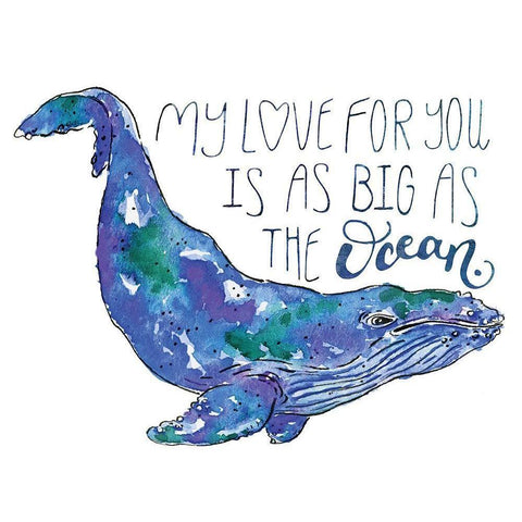 Whale Love II Black Modern Wood Framed Art Print by McGuire, Catherine