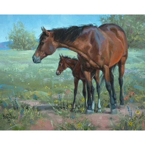 Under Mamas Watchful Eye Black Modern Wood Framed Art Print with Double Matting by Sorenson, Jack