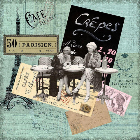 Paris Bistro I White Modern Wood Framed Art Print with Double Matting by Lloyd, Sandy