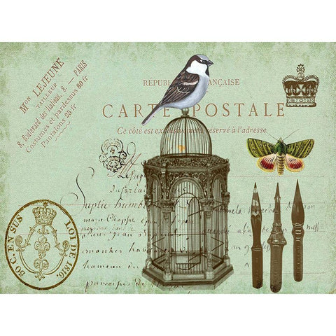 Postcards of Paris II Black Modern Wood Framed Art Print by Lloyd, Sandy