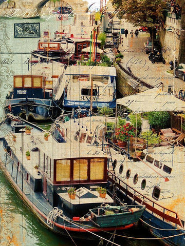 Postcards of Paris X Black Ornate Wood Framed Art Print with Double Matting by Lloyd, Sandy