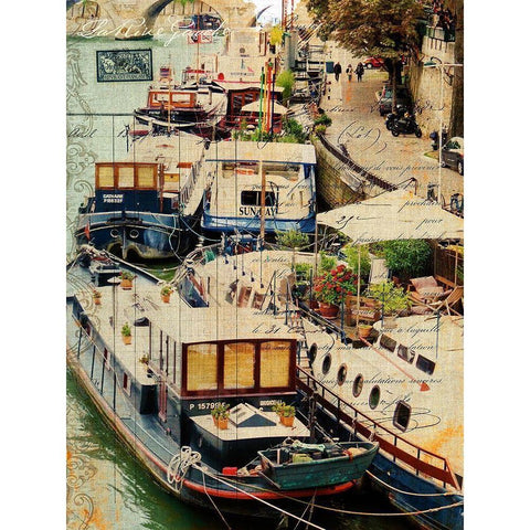 Postcards of Paris X Black Modern Wood Framed Art Print by Lloyd, Sandy