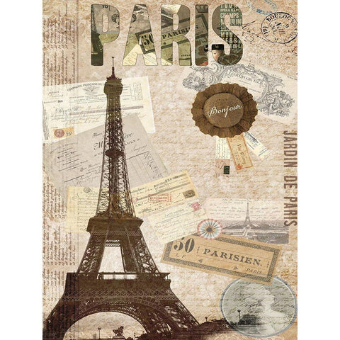 Postcards of Paris XIV Gold Ornate Wood Framed Art Print with Double Matting by Lloyd, Sandy
