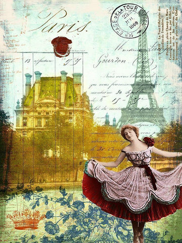 Femme Paris I Black Ornate Wood Framed Art Print with Double Matting by Lloyd, Sandy