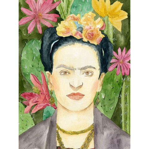 Frida Kahlo I Black Modern Wood Framed Art Print with Double Matting by Wang, Melissa