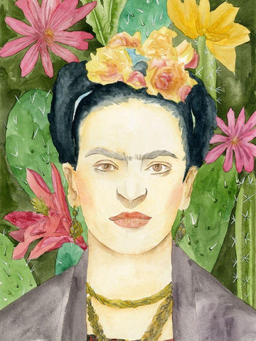 Frida Kahlo I White Modern Wood Framed Art Print with Double Matting by Wang, Melissa