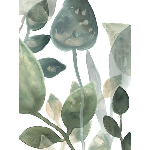 Water Leaves I White Modern Wood Framed Art Print by Vess, June Erica