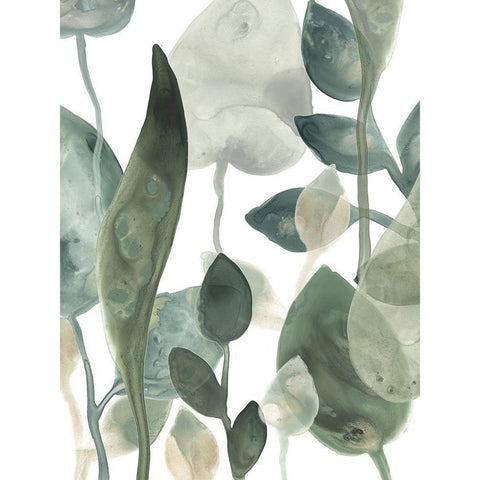 Water Leaves III White Modern Wood Framed Art Print by Vess, June Erica