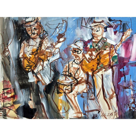 New Orleans Musicians I White Modern Wood Framed Art Print by Ferrell, Erin McGee