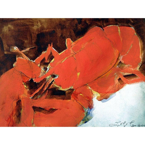 Abstract Lobster II White Modern Wood Framed Art Print by Ferrell, Erin McGee
