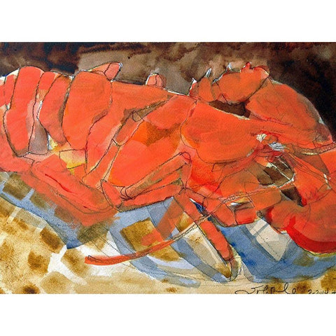 Abstract Lobster III Gold Ornate Wood Framed Art Print with Double Matting by Ferrell, Erin McGee