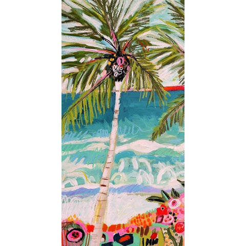 Palm Tree Wimsy I White Modern Wood Framed Art Print by Fields, Karen