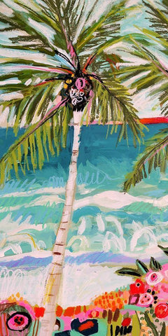 Palm Tree Wimsy I Black Ornate Wood Framed Art Print with Double Matting by Fields, Karen