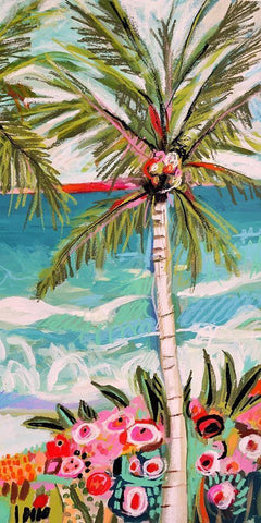 Palm Tree Wimsy II White Modern Wood Framed Art Print with Double Matting by Fields, Karen