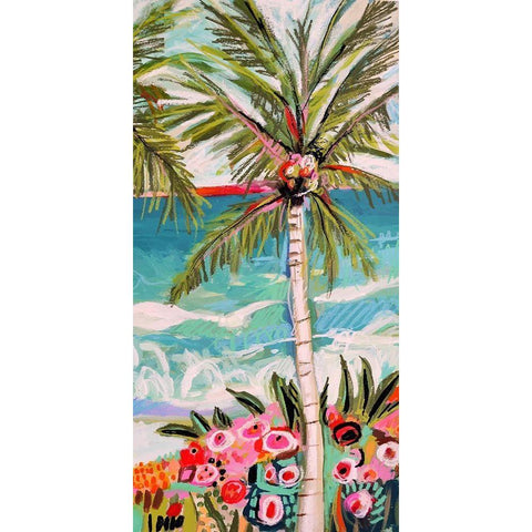 Palm Tree Wimsy II White Modern Wood Framed Art Print by Fields, Karen
