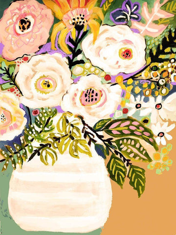 Summer Flowers in a Vase II Black Ornate Wood Framed Art Print with Double Matting by Fields, Karen