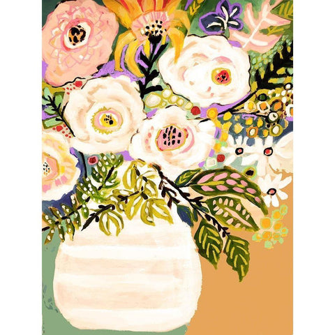 Summer Flowers in a Vase II Gold Ornate Wood Framed Art Print with Double Matting by Fields, Karen