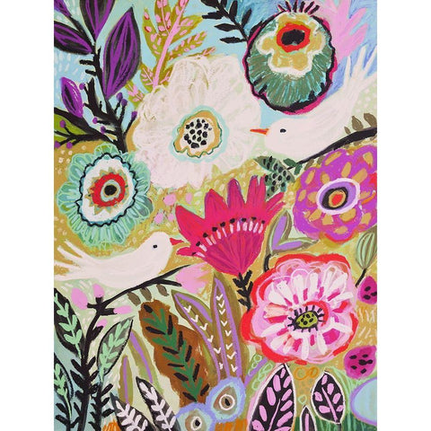 Garden Birds I Gold Ornate Wood Framed Art Print with Double Matting by Fields, Karen