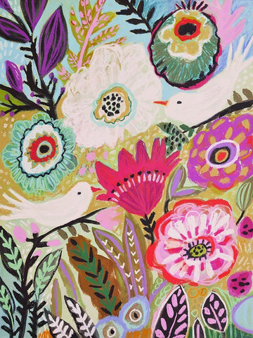 Garden Birds I Black Ornate Wood Framed Art Print with Double Matting by Fields, Karen