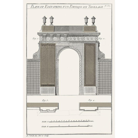 Survey of Architectural Design III Gold Ornate Wood Framed Art Print with Double Matting by Vision Studio