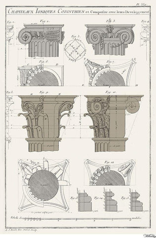 Survey of Architectural Design IV Black Ornate Wood Framed Art Print with Double Matting by Vision Studio