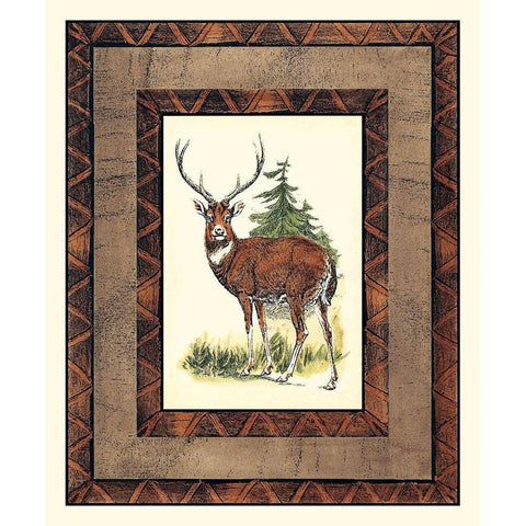 Rustic Deer Black Modern Wood Framed Art Print with Double Matting by Vision Studio