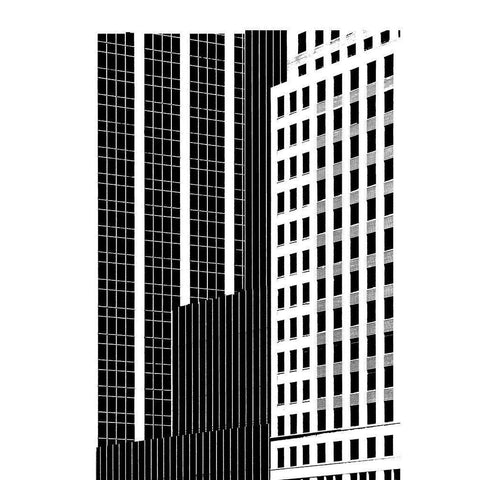 NYC in Pure B and W II Black Modern Wood Framed Art Print with Double Matting by Pica, Jeff