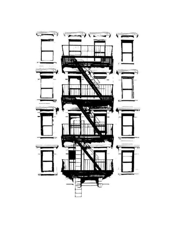 NYC in Pure B and W XII White Modern Wood Framed Art Print with Double Matting by Pica, Jeff