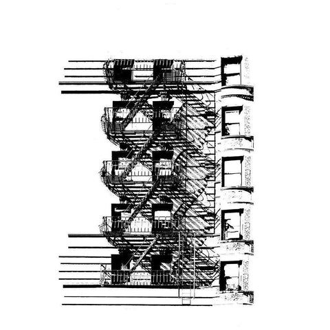 NYC in Pure B and W XV White Modern Wood Framed Art Print by Pica, Jeff