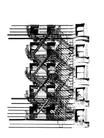 NYC in Pure B and W XV White Modern Wood Framed Art Print with Double Matting by Pica, Jeff