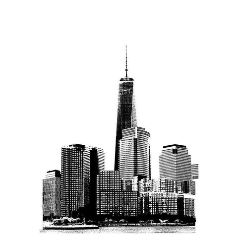 NYC in Pure B and W XIX Gold Ornate Wood Framed Art Print with Double Matting by Pica, Jeff