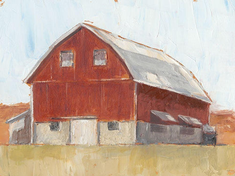 Rustic Red Barn II Black Ornate Wood Framed Art Print with Double Matting by Harper, Ethan