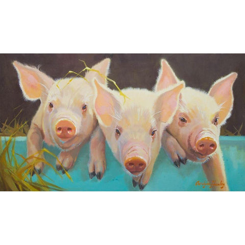 Life as a Pig I Black Modern Wood Framed Art Print by Hawley, Carolyne